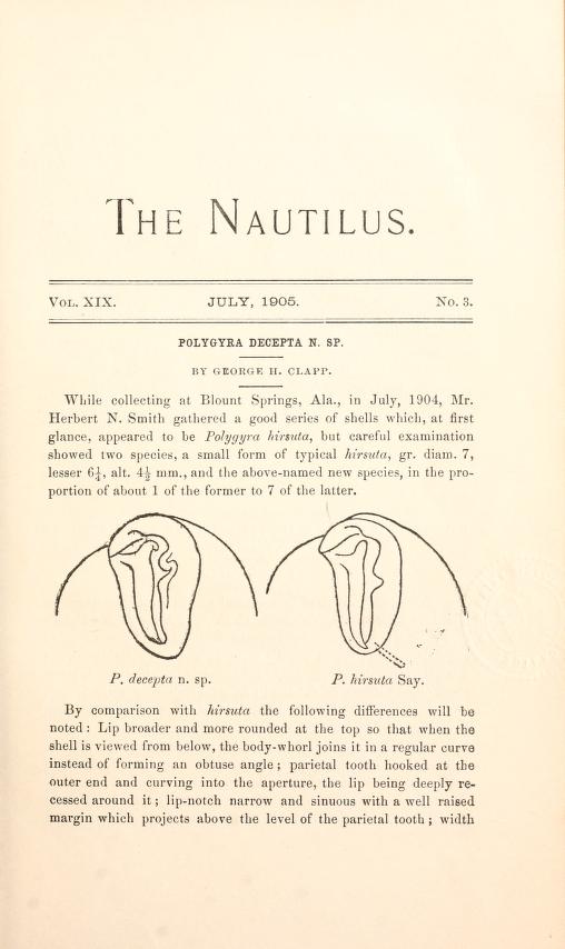 Media type: text; Clapp 1905 Description: The Nautilus, vol. XIX, no. 3;